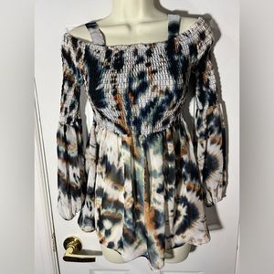 BCBGeneration Tie dye Smocked and sheer top Blouse Size Xsmall